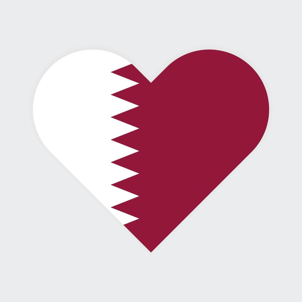 National Flag of Qatar. Qatar Flag. Qatar Heart flag. vector