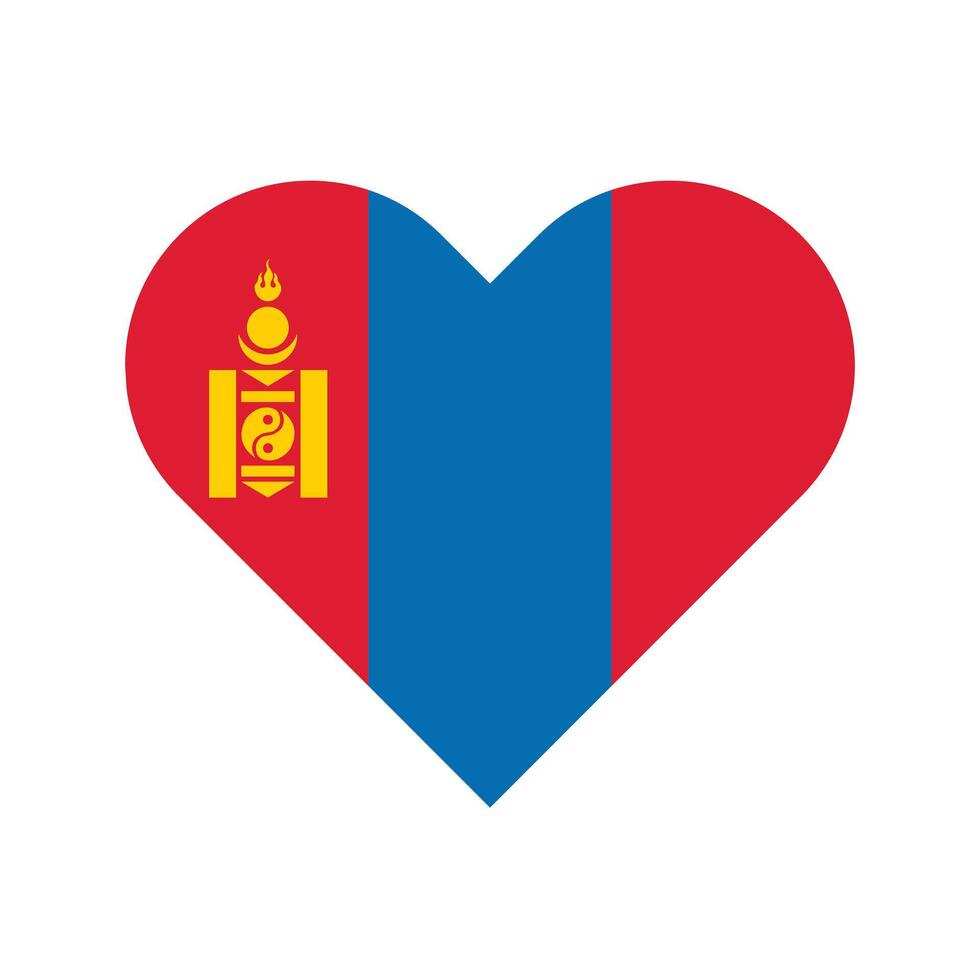 National Flag of Mongolia. Mongolia Flag. Mongolia Heart flag. vector