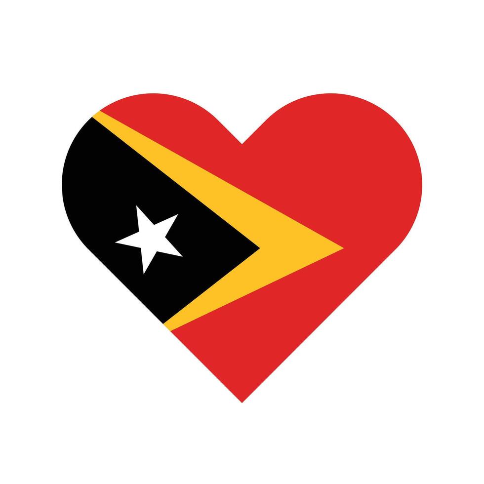 National Flag of East Timor. East Timor Flag. East Timor Heart flag. vector