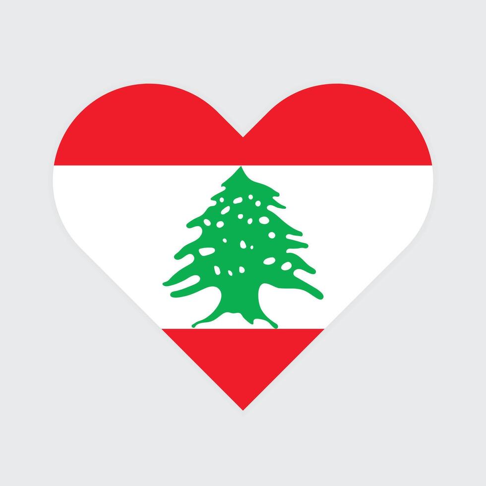 National Flag of Lebanon. Lebanon Flag. Lebanon Heart flag. vector