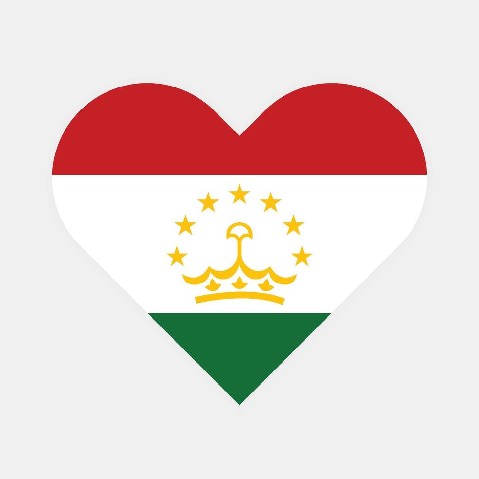 National Flag of Tajikistan. Tajikistan Flag. Tajikistan Heart flag. vector