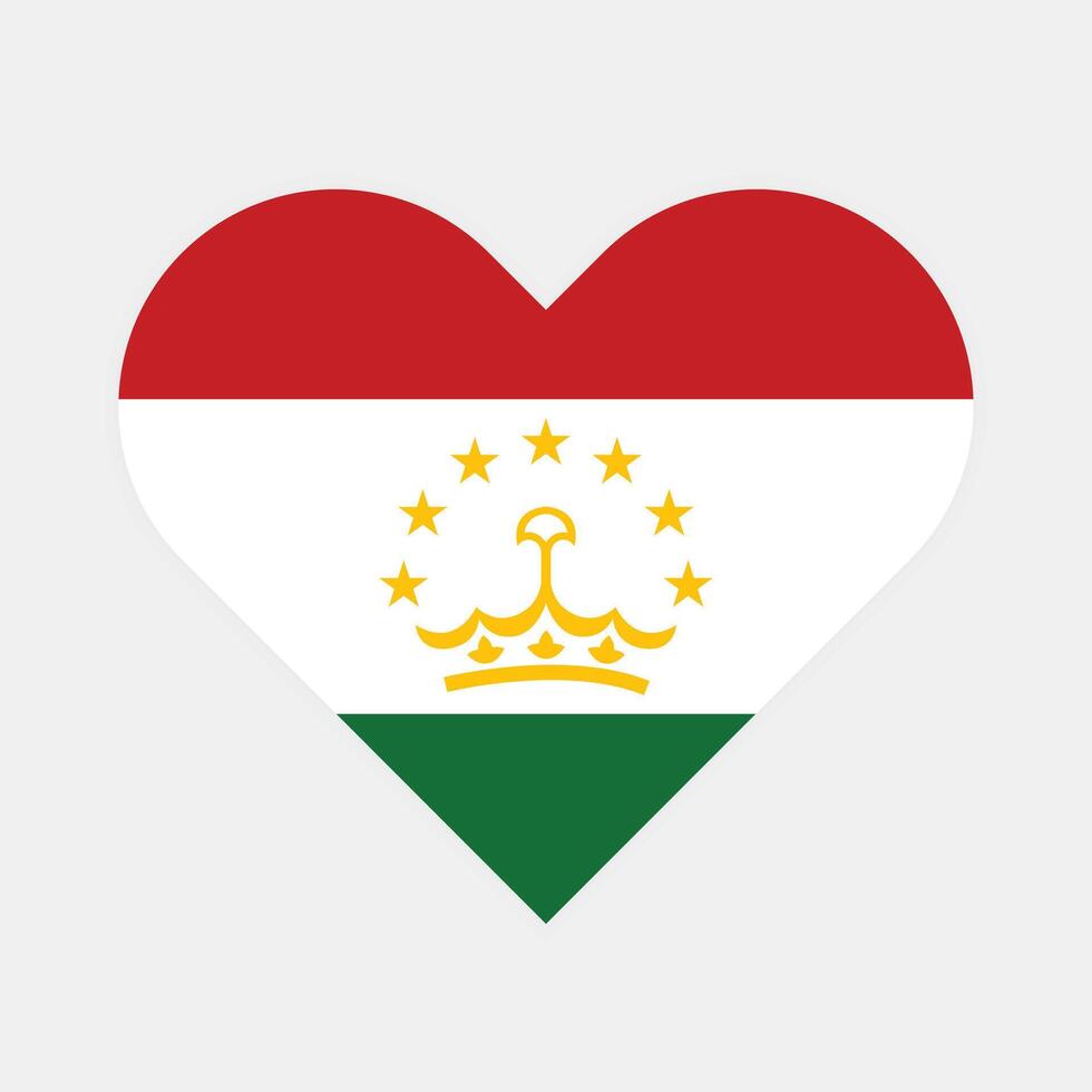 National Flag of Tajikistan. Tajikistan Flag. Tajikistan Heart flag. vector