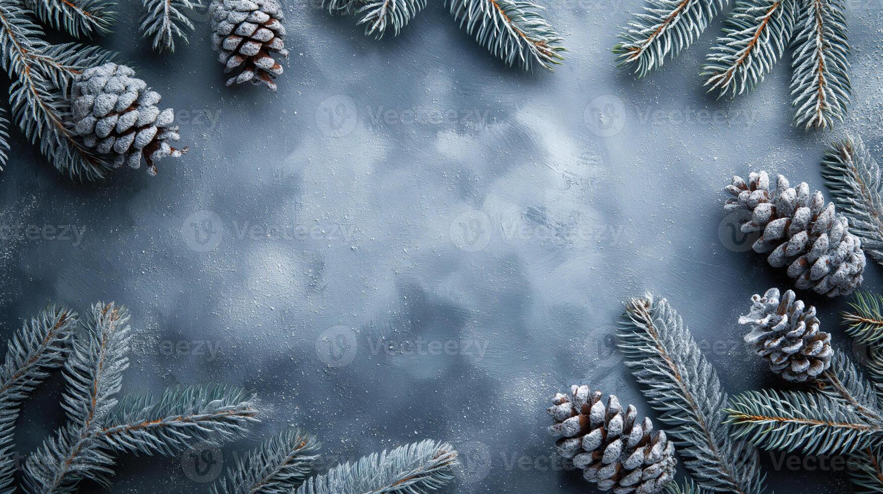 A blue background with pine cones on it photo