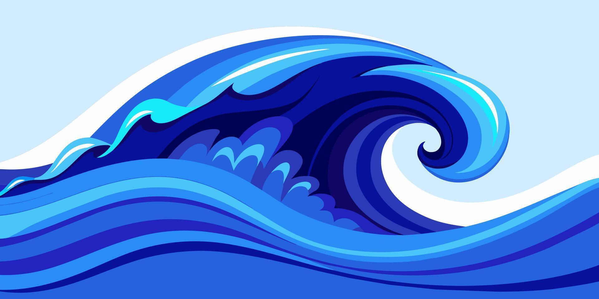 Abstract Blue Wave on Background. Illustration vector