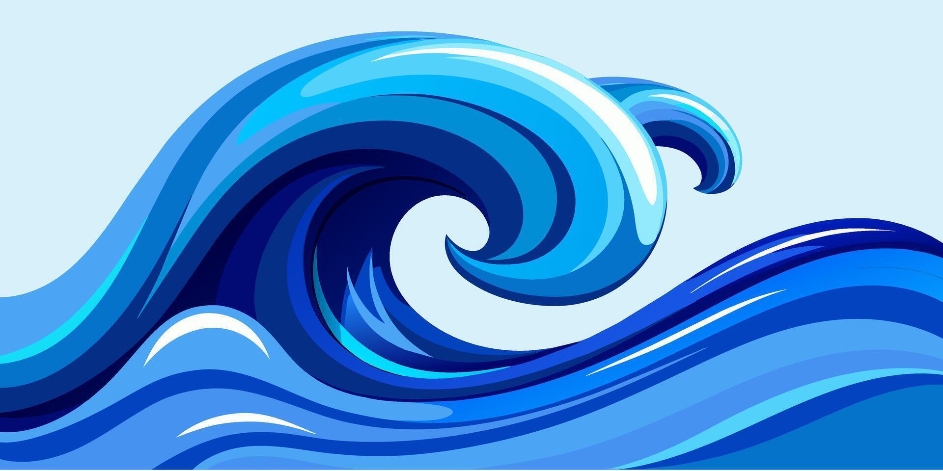 Abstract Blue Wave on Background. Illustration vector