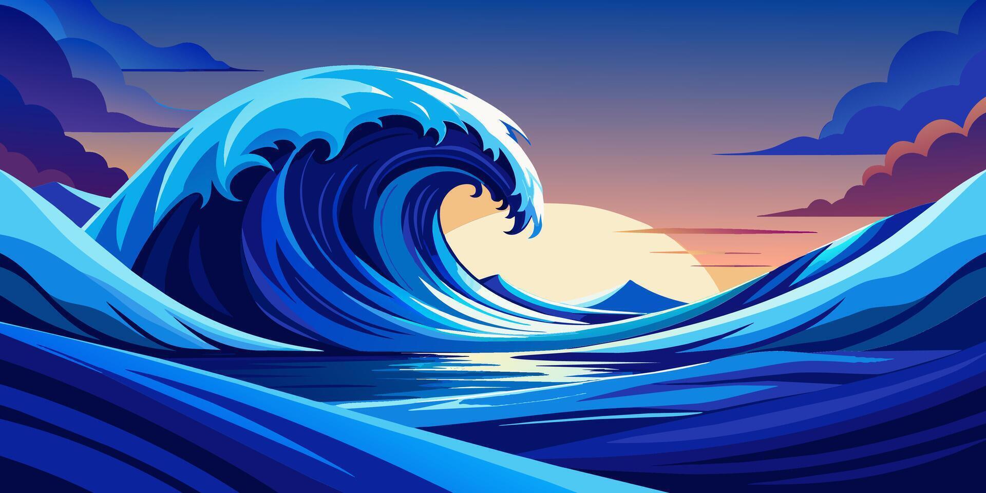 Abstract Blue Wave on Background. Illustration vector