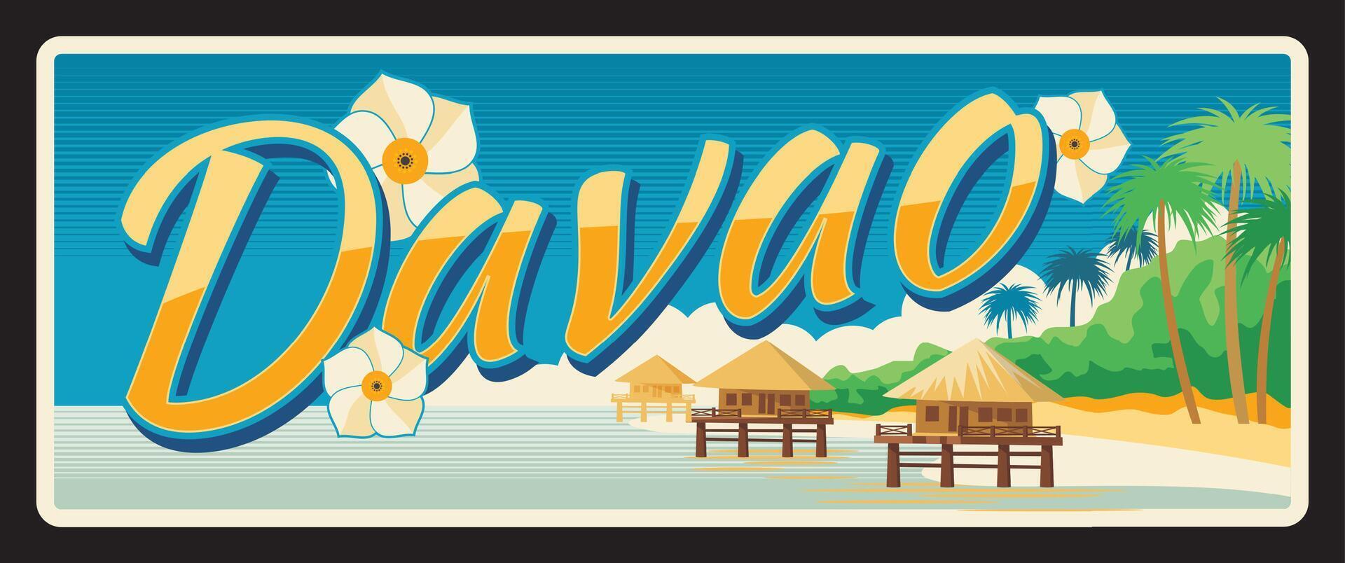 Davao Philippines administrative area travel plate vector