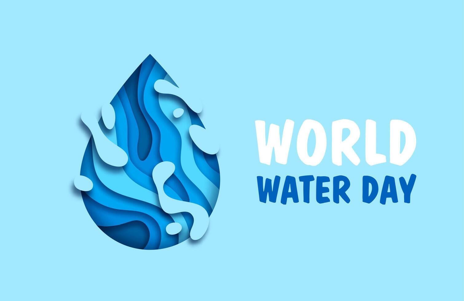 World water day banner with paper cut drop vector
