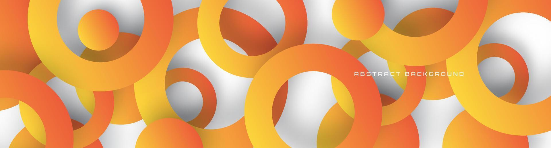 3D orange white geometric background overlap layer on bright space with circles shapes decoration. Minimalist graphic design element cutout style concept for banner, flyer, card, cover, or brochure vector