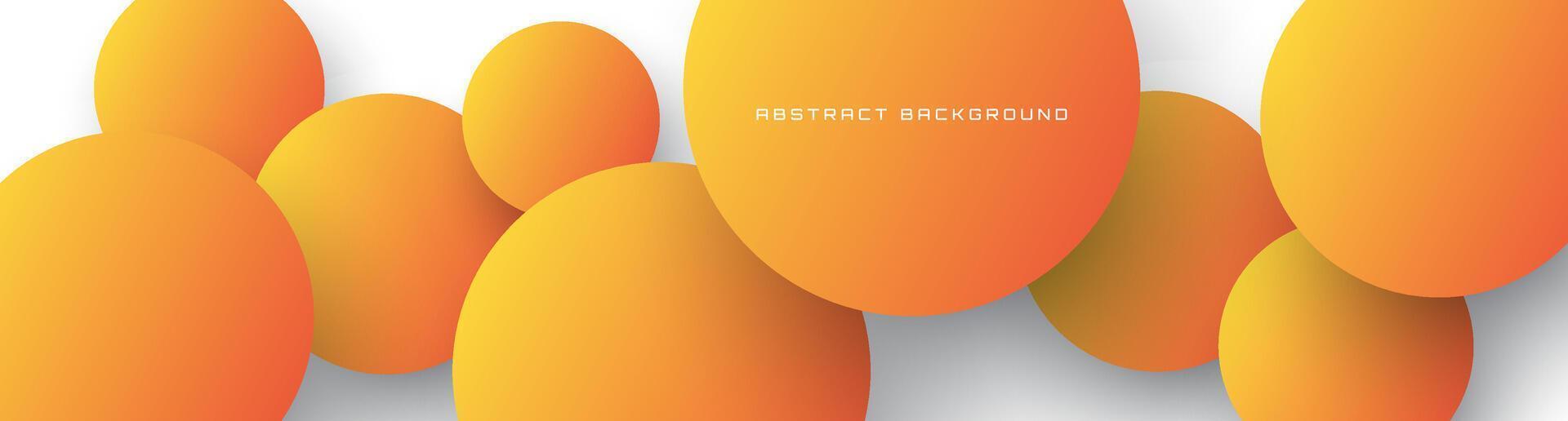 3D orange white geometric background overlap layer on bright space with circles shapes decoration. Minimalist graphic design element cutout style concept for banner, flyer, card, cover, or brochure vector