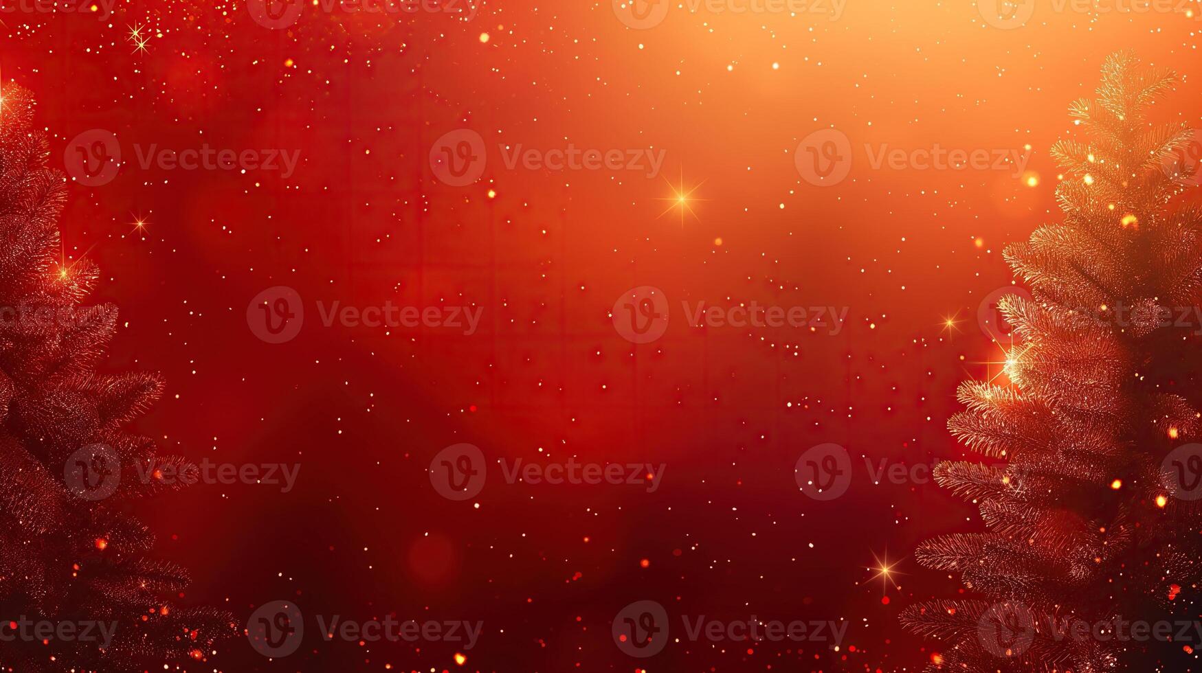 Radiant Christmas tree branches in a serene red festive backdrop photo