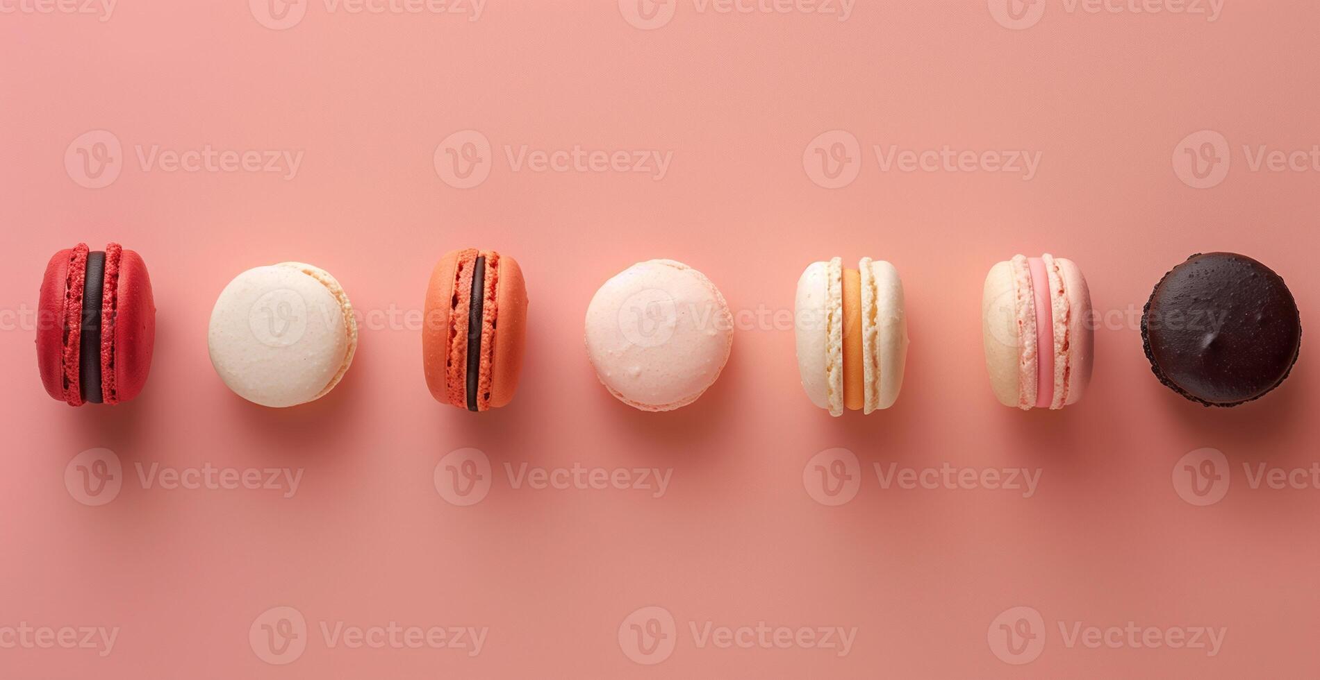 A row of pastries with different colors and flavors photo