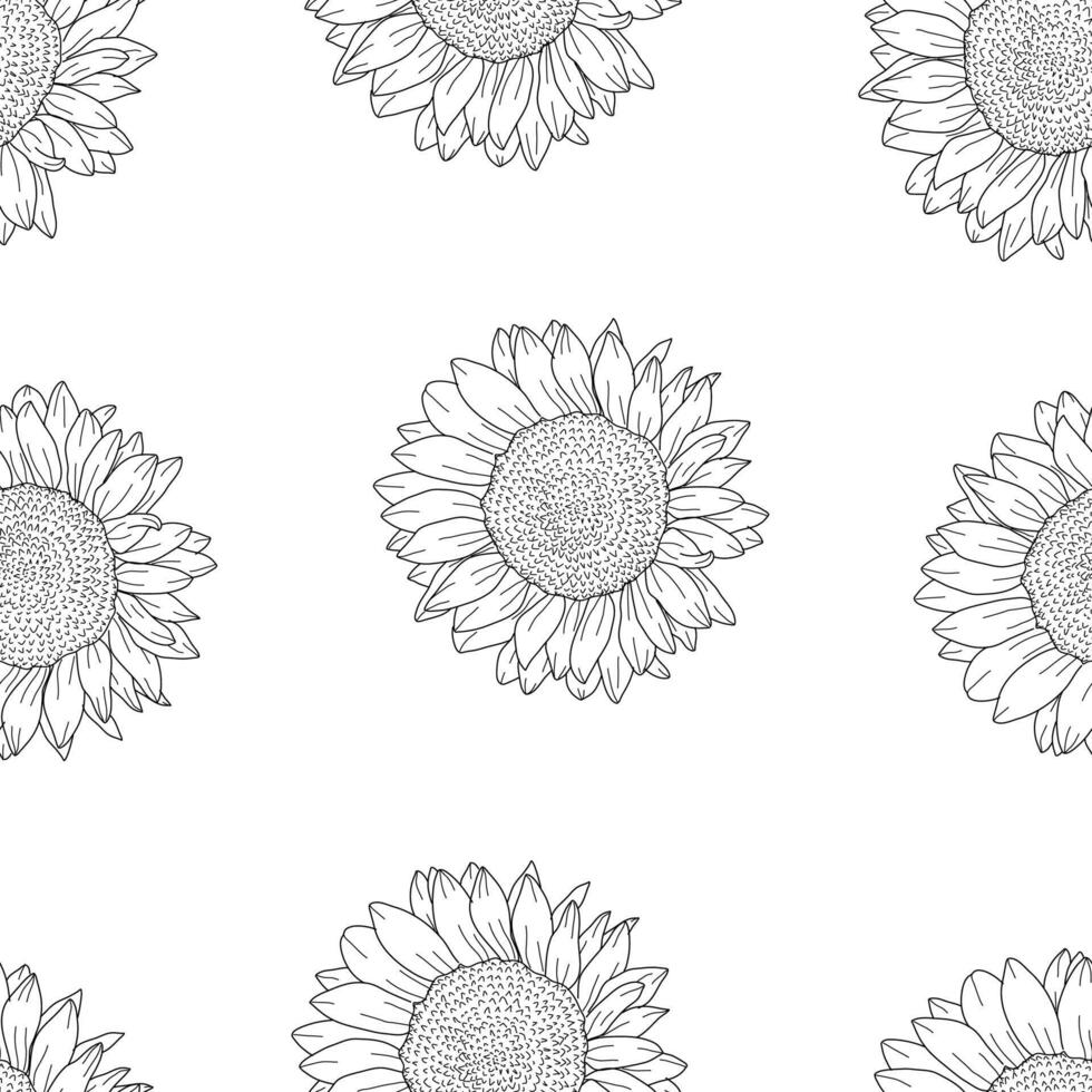 Sunflower pattern background. Handrawn of sunflower pattern. Doodle sunflower pattern background. Retro 90s Sunflower Seamless Pattern background.. vector