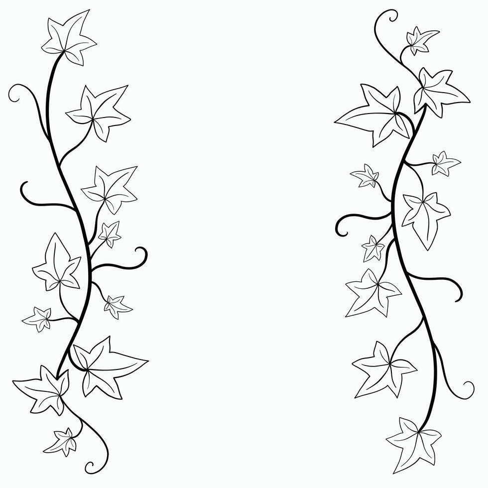 Floral ivy drawing decorative ornament flat design. vector