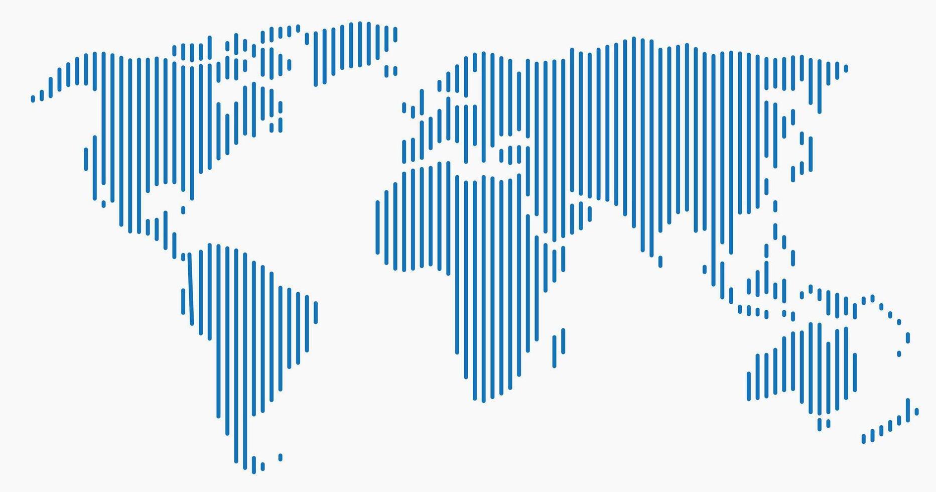 Vertical strip line world map on white background. vector