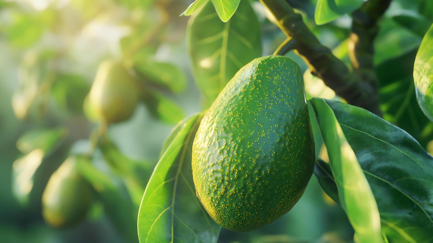Ripe Avocado on the Tree.Close-Up. photo