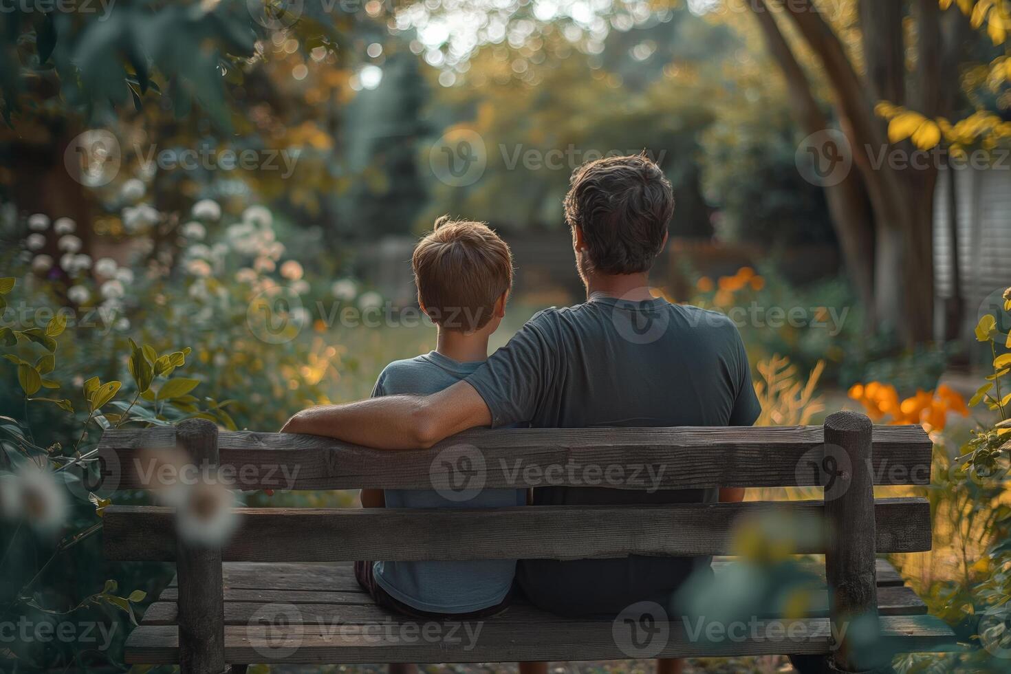 unión momentos padre y hijo disfrutando naturaleza juntos foto