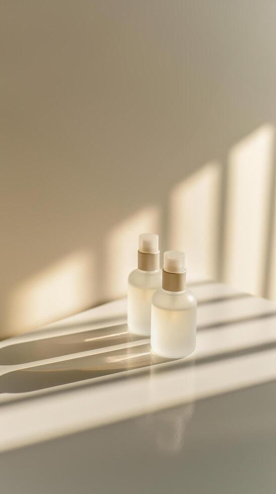 Minimalist Cosmetic Bottles in Light photo