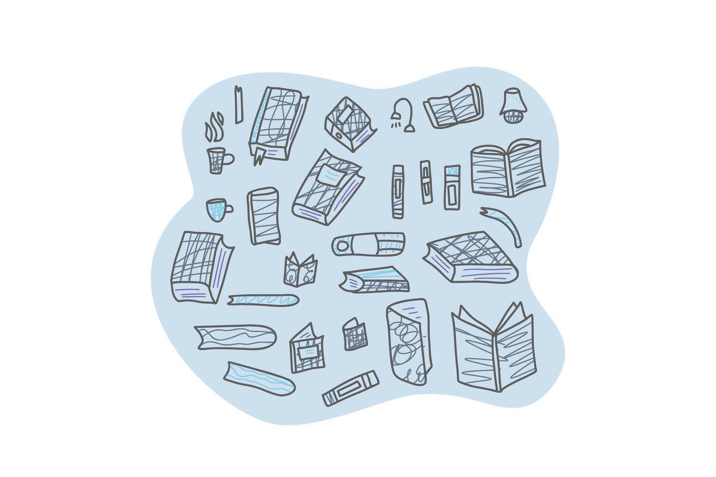 Book concept. illustration in doodle style. vector