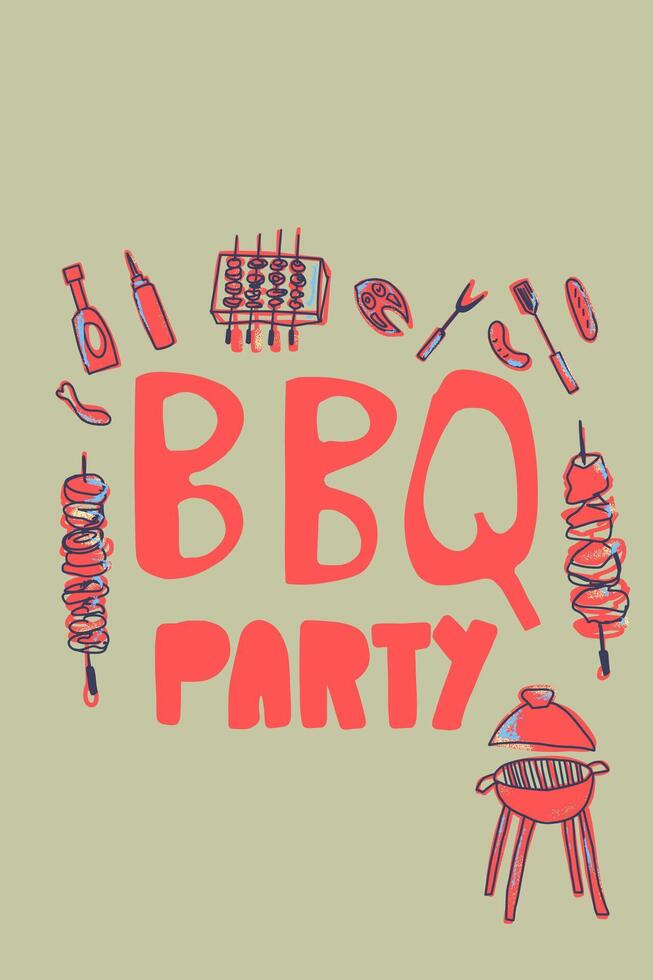 Barbecue composition with text. design. vector