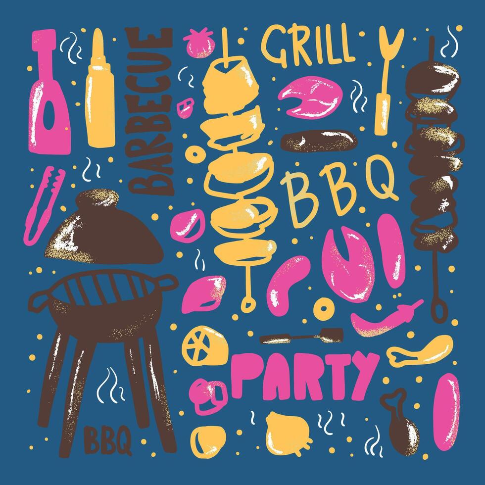 Barbecue composition with text. design. vector