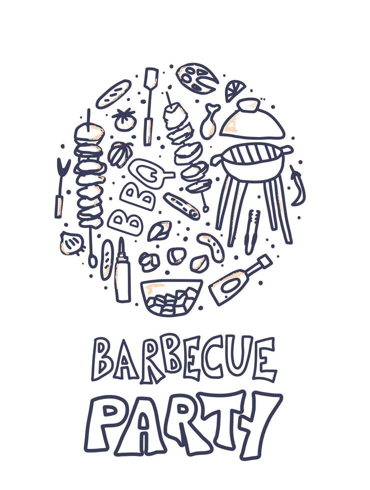 Barbecue composition with text. design. vector