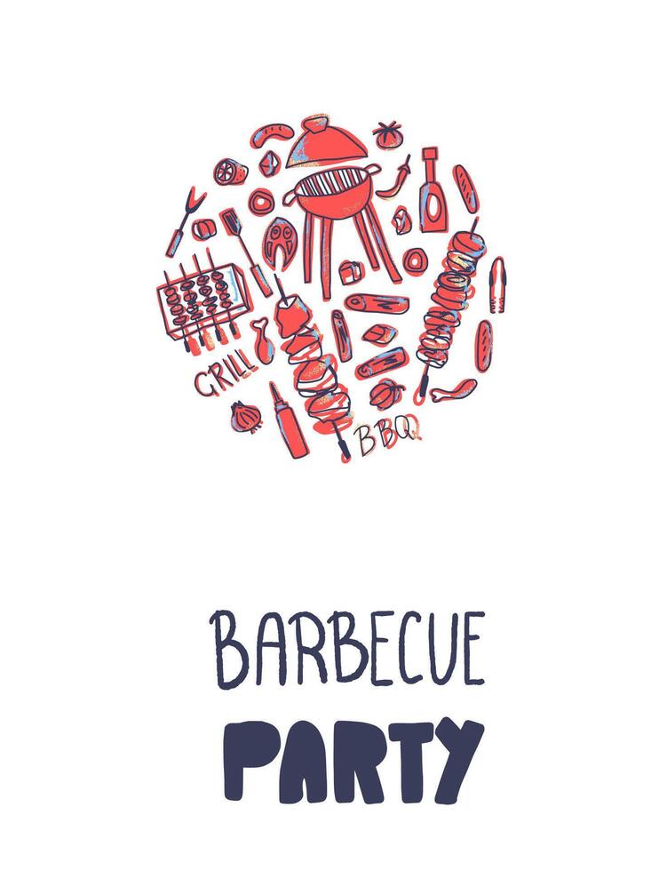 Barbecue composition with text. design. vector