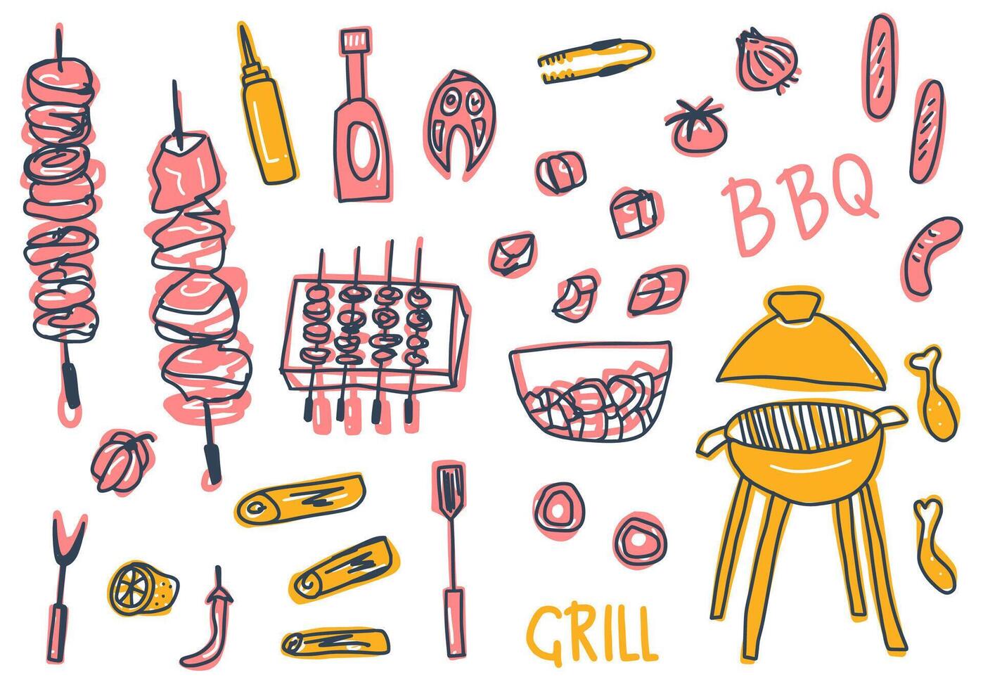 Barbecue composition with text. design. vector