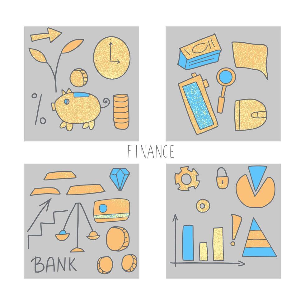 Set of finance elements. illustration. vector