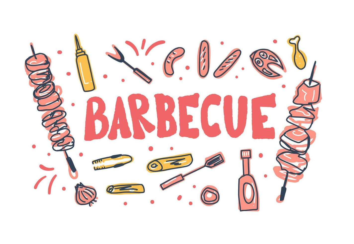 Barbecue composition with text. design. vector