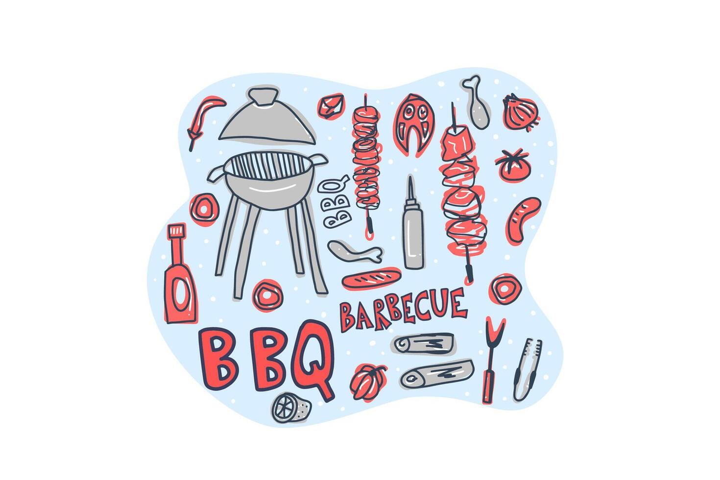 Barbecue composition with text. design. vector