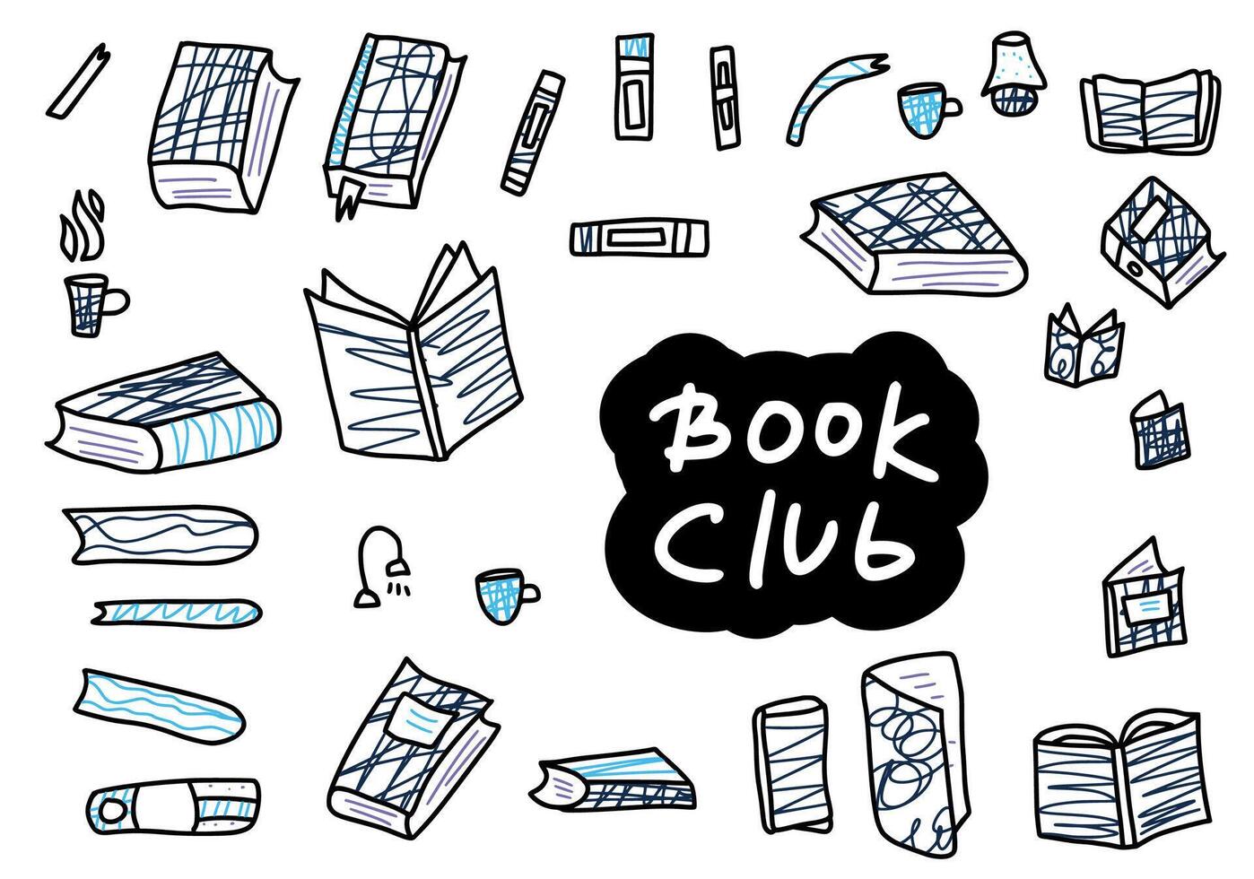 Book concept. illustration in doodle style. vector