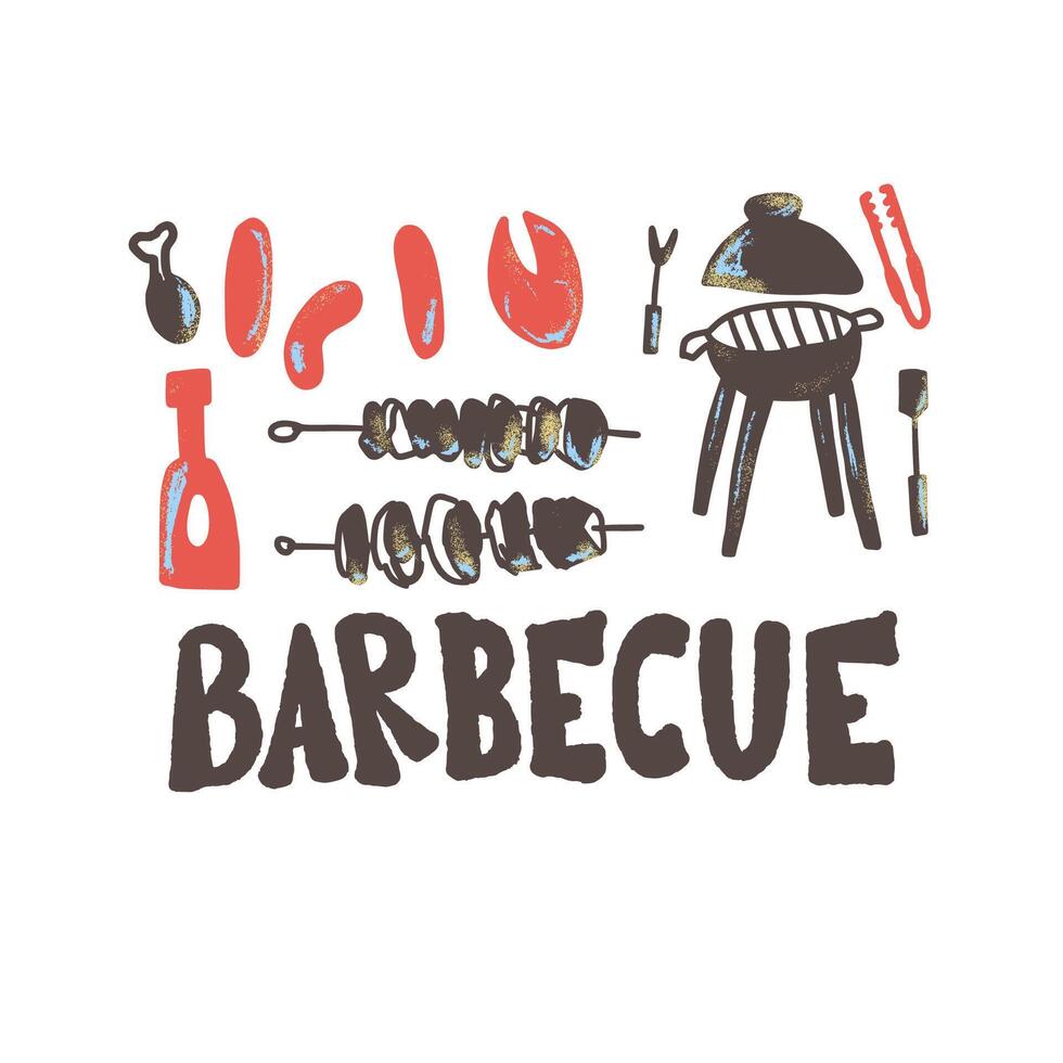 Barbecue composition with text. design. vector