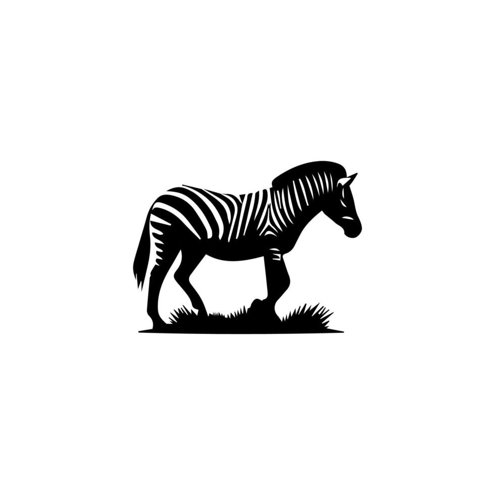 cebra en pie silueta, cebra animal zoo icono logo vector