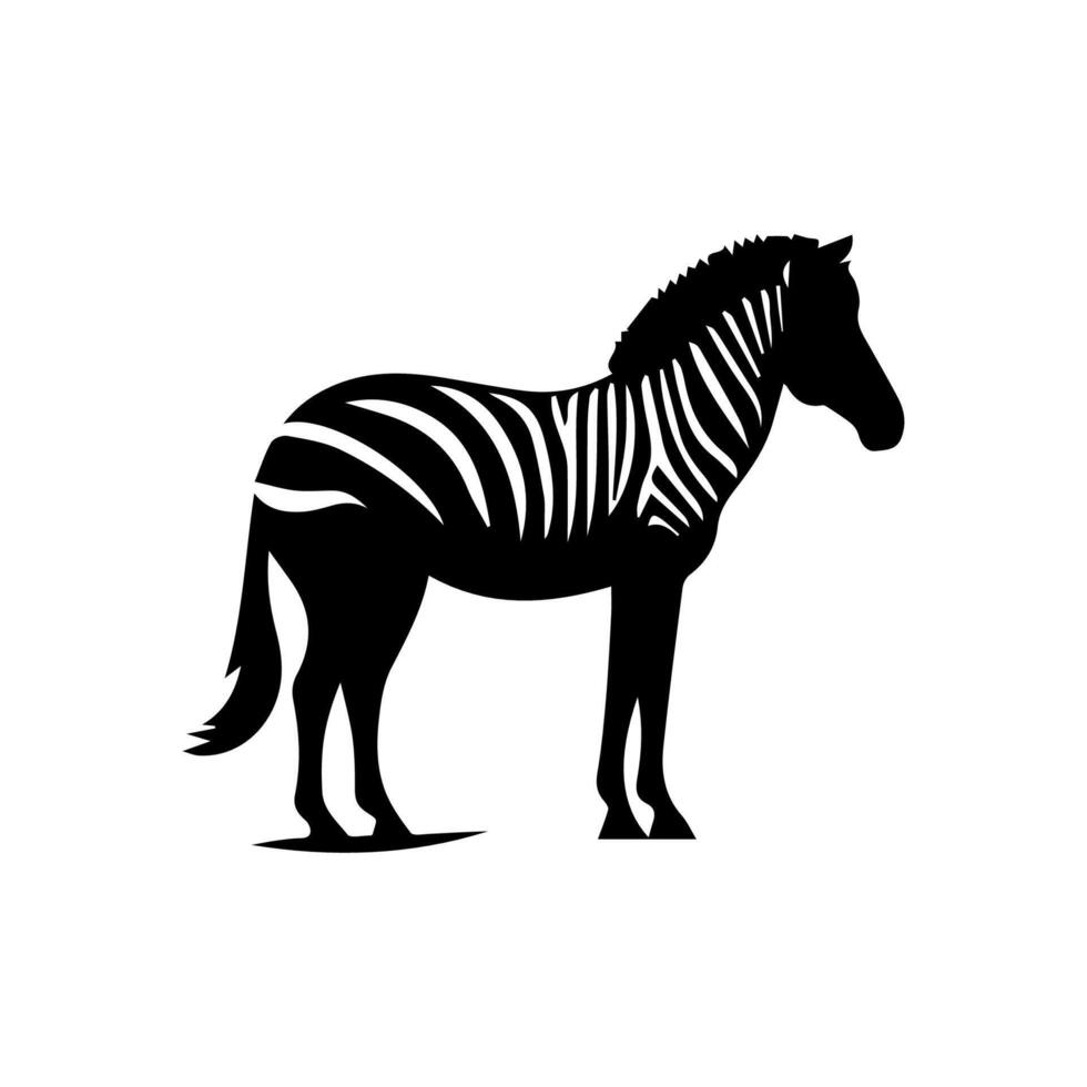 Zebra standing silhouette, zebra animal zoo icon logo vector