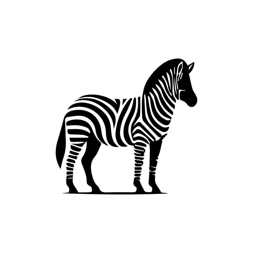 Zebra standing silhouette, zebra animal zoo icon logo vector