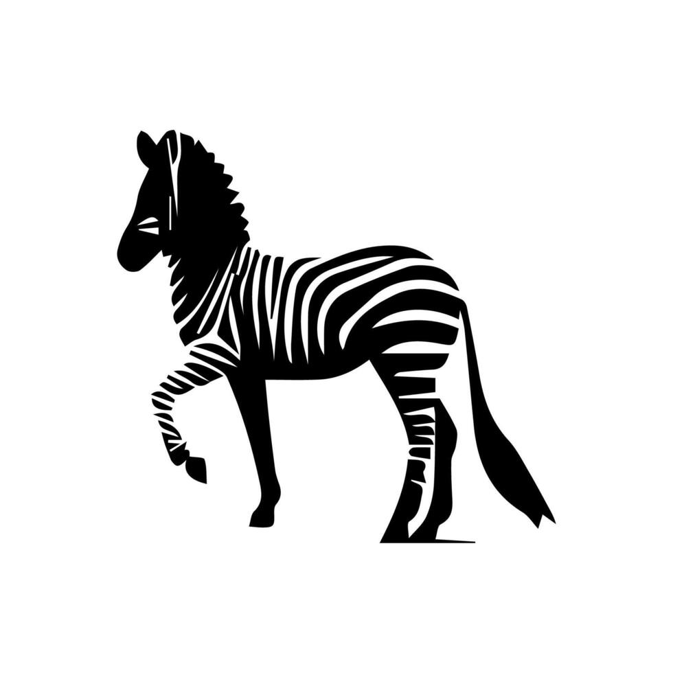 Zebra standing silhouette, zebra animal zoo icon logo vector