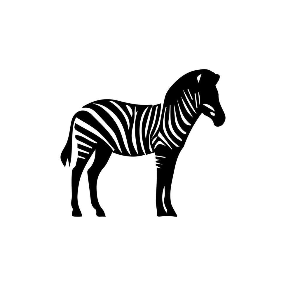 Zebra standing silhouette, zebra animal zoo icon logo vector