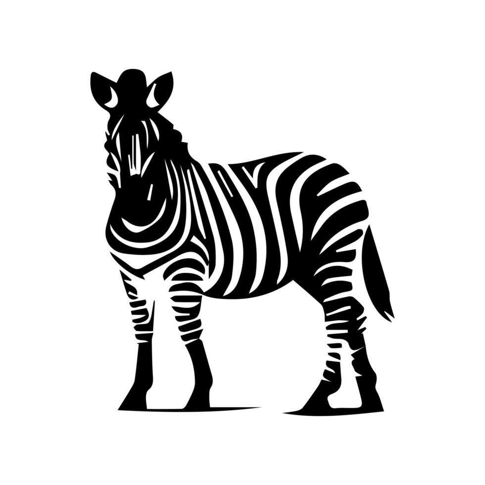 cebra en pie silueta, cebra animal zoo icono logo vector