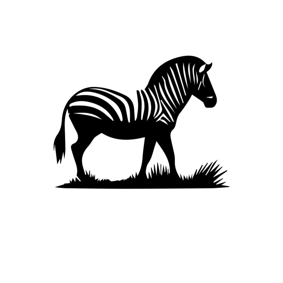 Zebra standing silhouette, zebra animal zoo icon logo vector