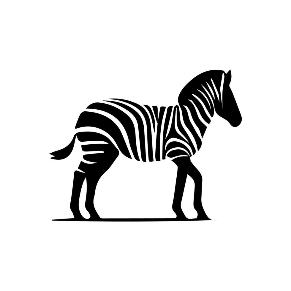 cebra en pie silueta, cebra animal zoo icono logo vector