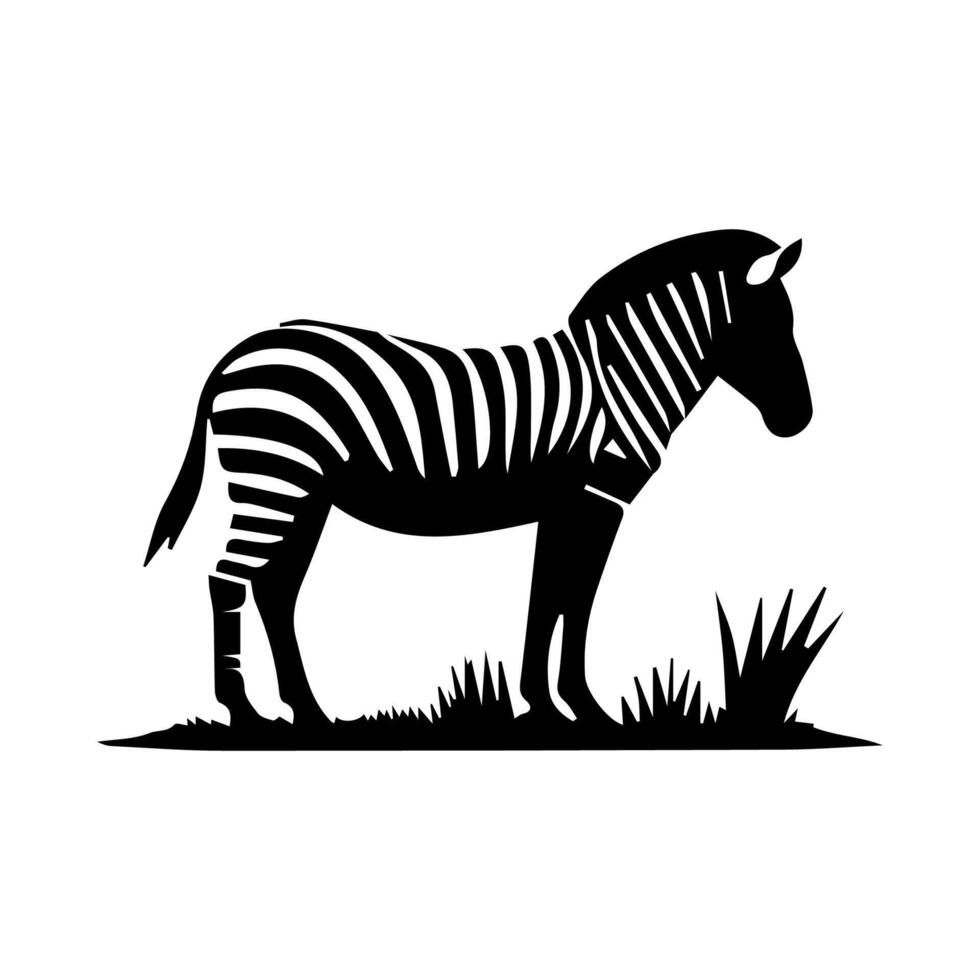 Zebra standing silhouette, zebra animal zoo icon logo vector