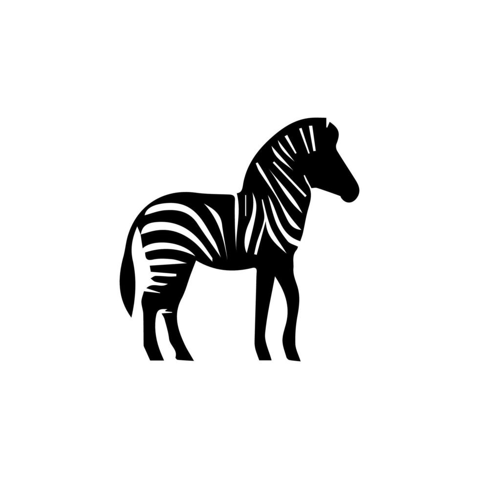 cebra en pie silueta, cebra animal zoo icono logo vector