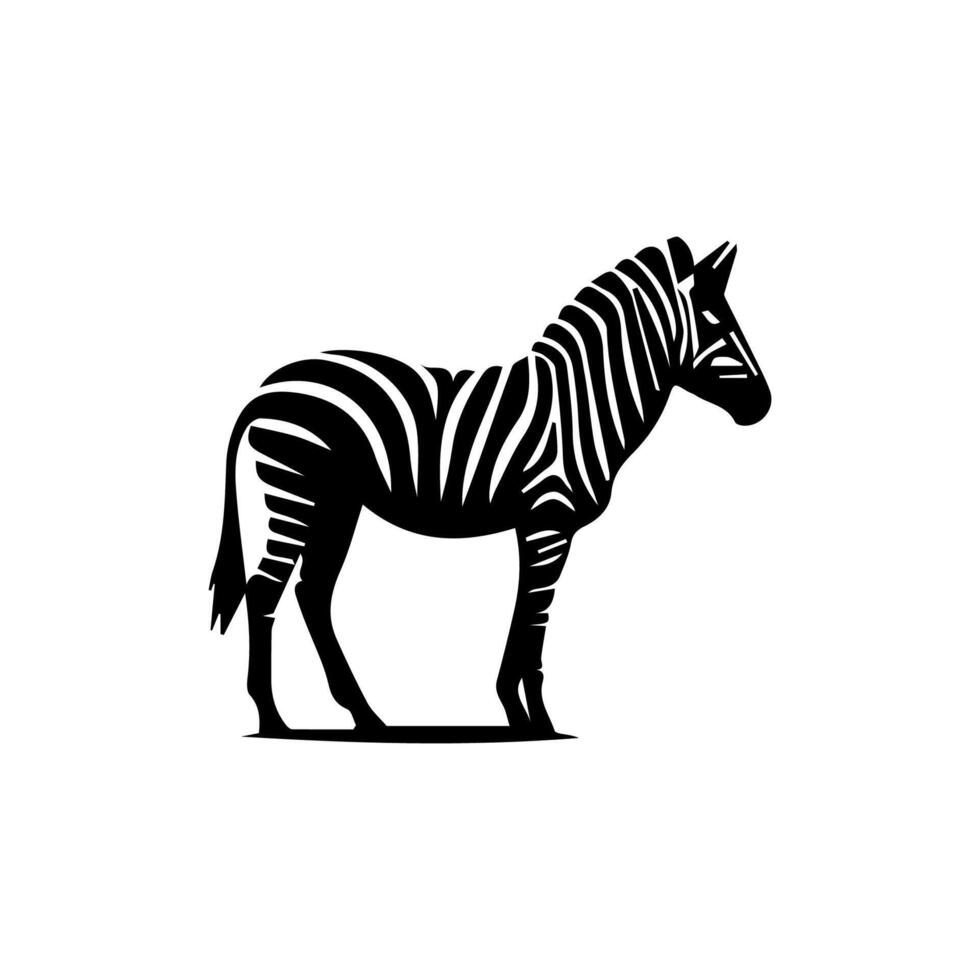 Zebra standing silhouette, zebra animal zoo icon logo vector