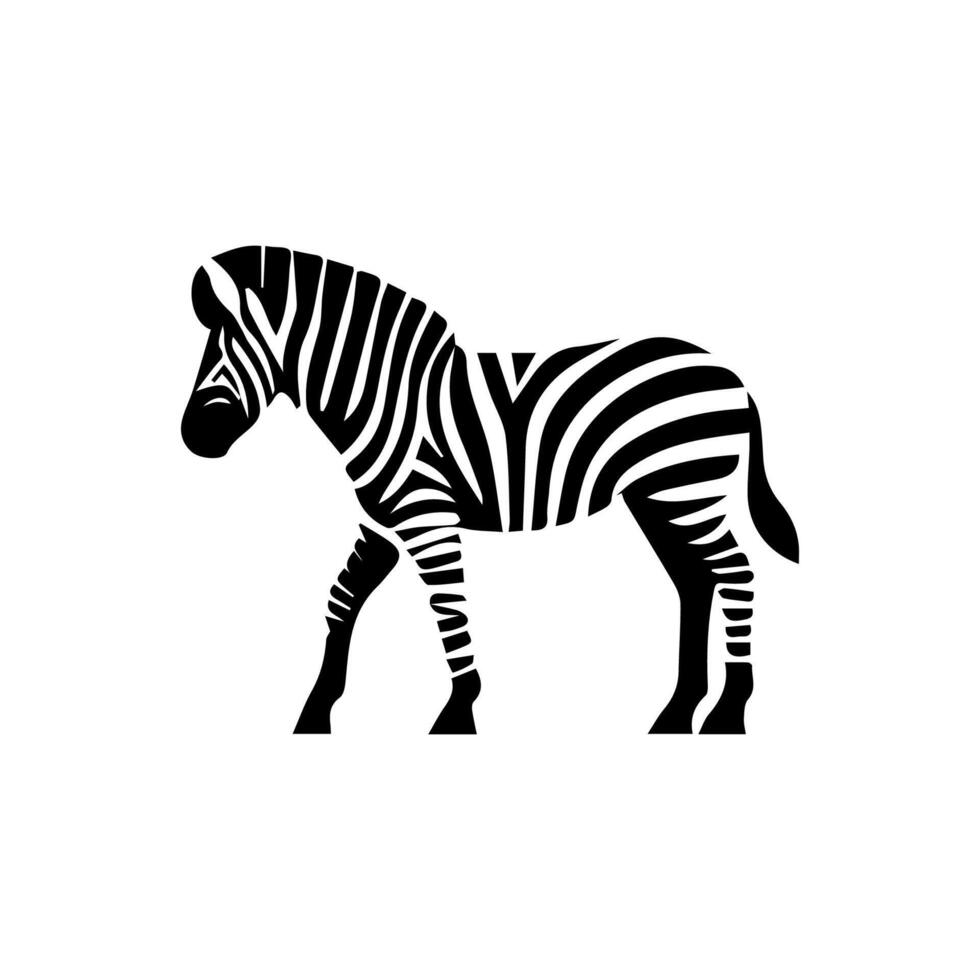 Zebra standing silhouette, zebra animal zoo icon logo vector