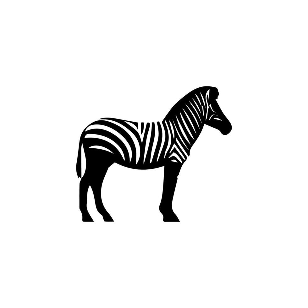 Zebra standing silhouette, zebra animal zoo icon logo vector