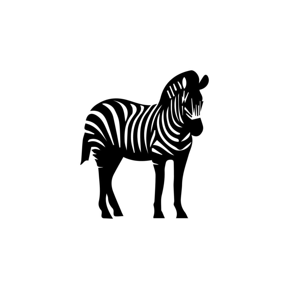 Zebra standing silhouette, zebra animal zoo icon logo vector