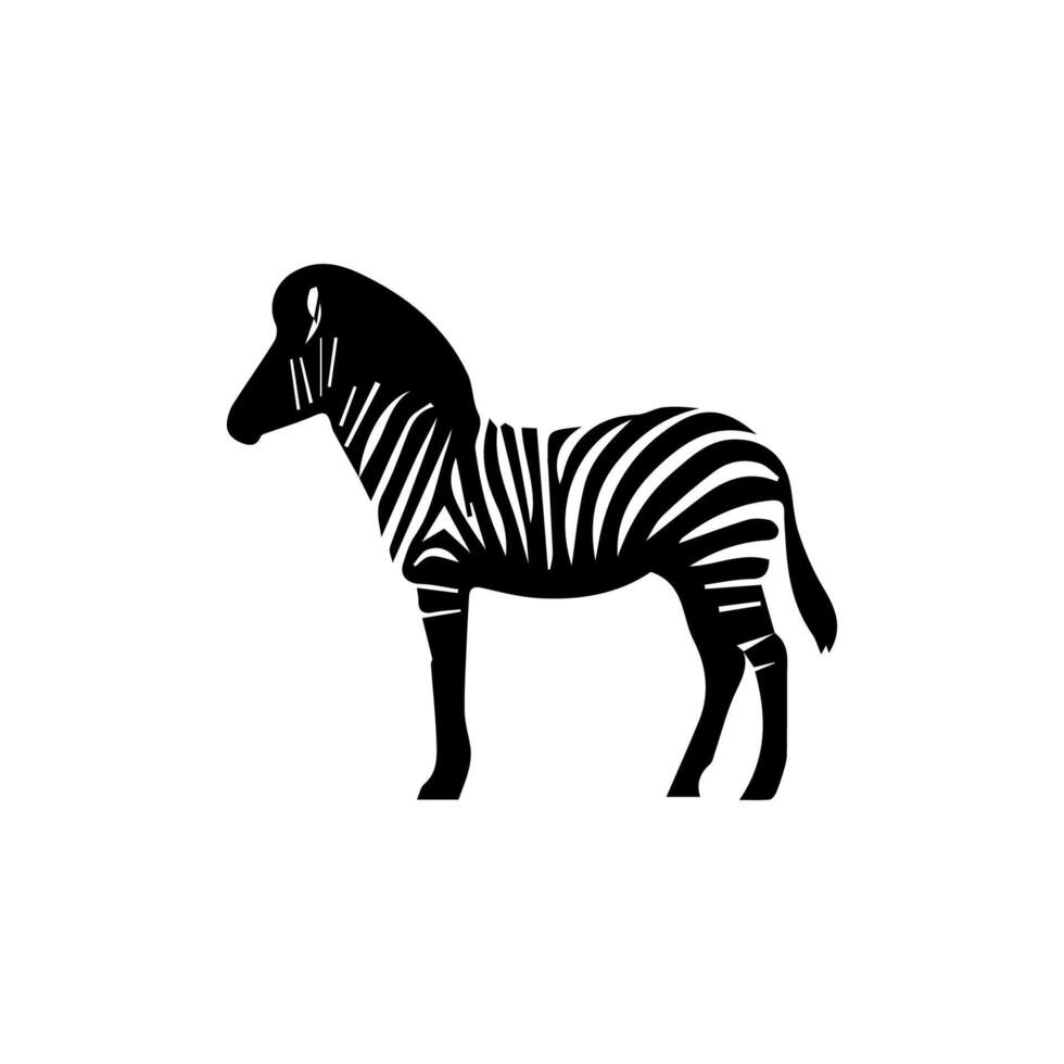 cebra en pie silueta, cebra animal zoo icono logo vector