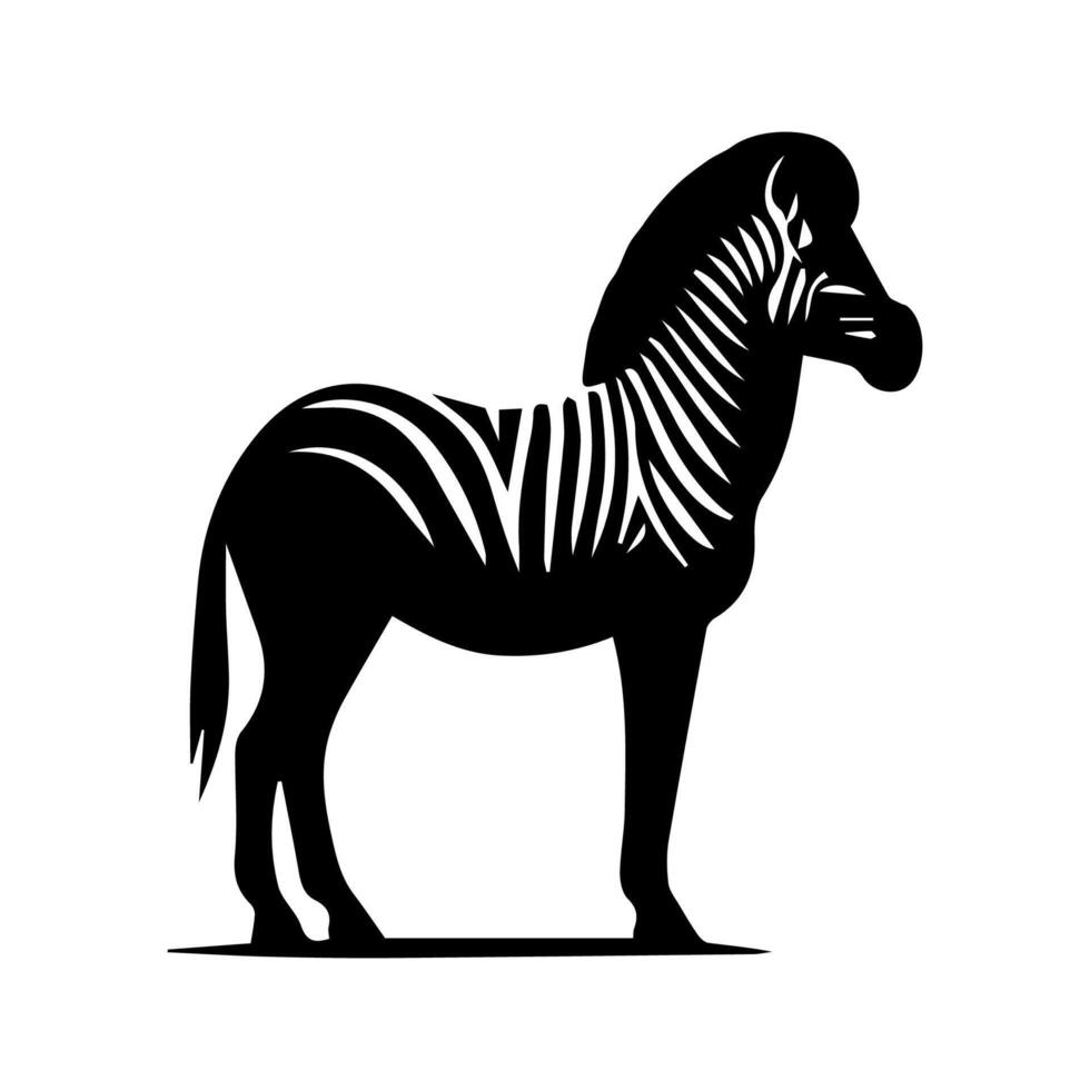 Zebra standing silhouette, zebra animal zoo icon logo vector