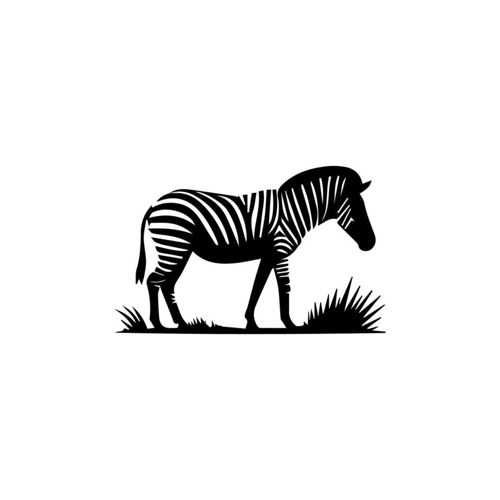 Zebra standing silhouette, zebra animal zoo icon logo vector